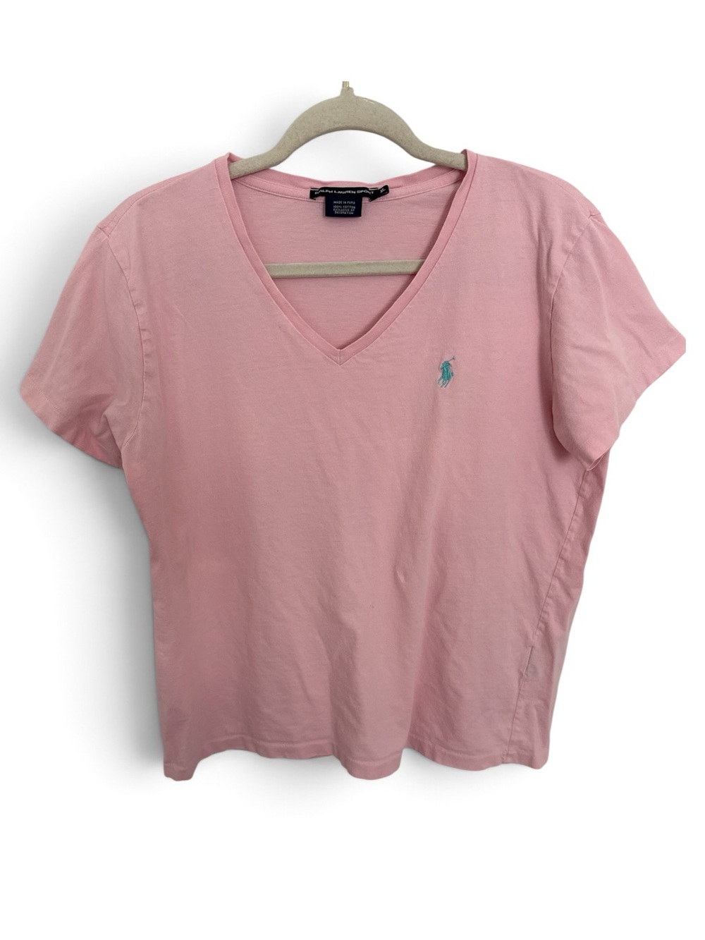 Ralph Lauren Sport Light Pink V-Neck Cotton Tee size Medium
